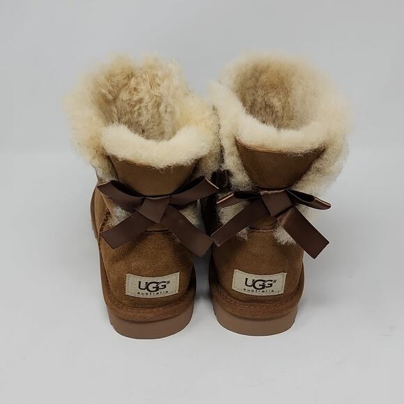 UGG Mini Bow II Boots Chesnut Color Women's Size 6 - Picture 4 of 6